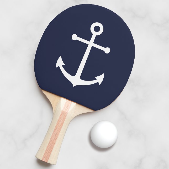 Nautical Navy Blue Anchor Ping Pong Paddle (Creator Uploaded)