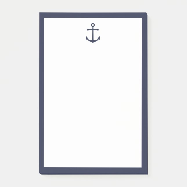 Nautical Navy Blue Anchor Post-it Notes (Front)
