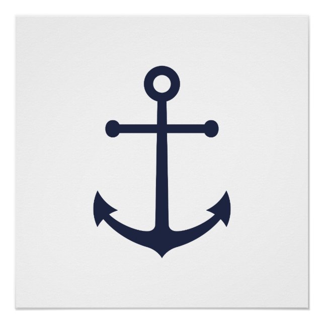 Nautical Navy Blue Anchor Poster (Front)