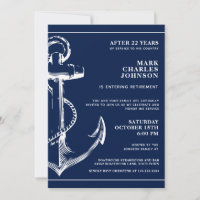 Nautical Navy Blue Anchor Retirement