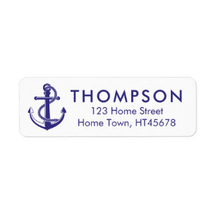 Nautical Navy Blue Anchor Return Address Label