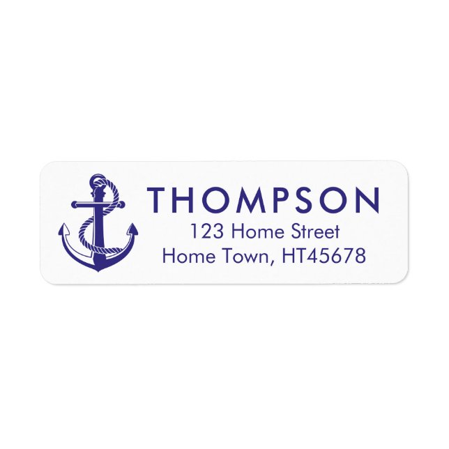 Nautical Navy Blue Anchor Return Address Label (Front)