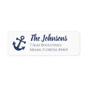 Nautical Navy Blue Anchor Return Address Label