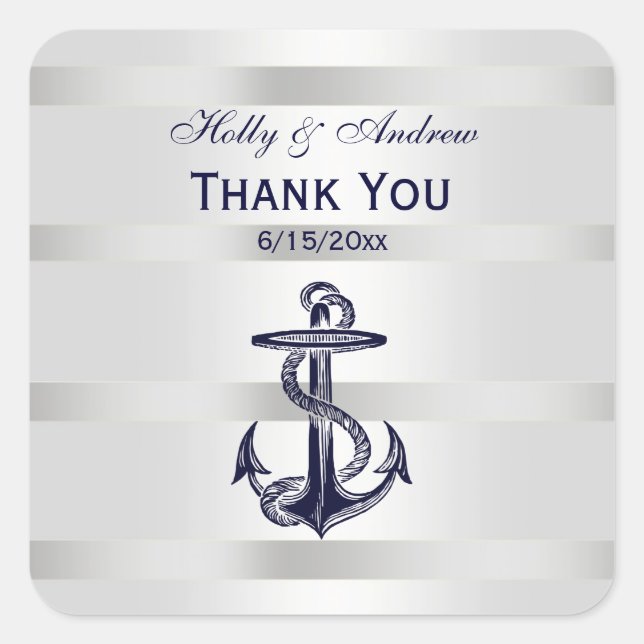 Nautical Navy Blue Anchor SQ Envelope Seals TY (Front)