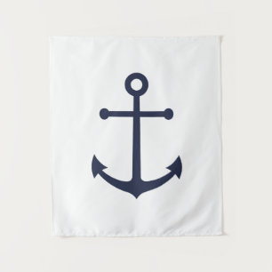 Nautical Navy Blue Anchor Tapestry