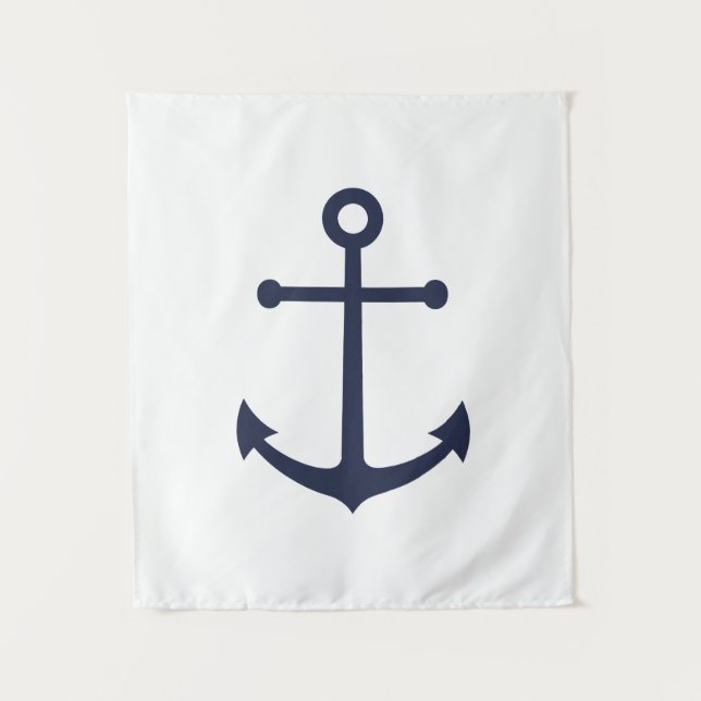 Nautical Navy Blue Anchor Tapestry (Front)