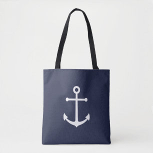 Nautical Navy Blue Anchor Tote Bag