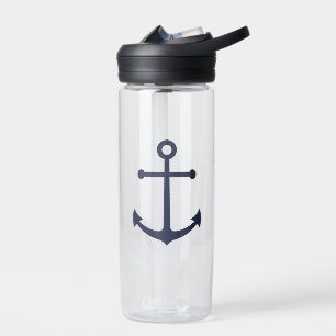 Nautical Navy Blue Anchor Water Bottle