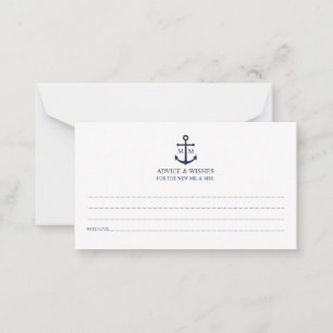 Nautical Navy Blue Anchor Wedding Advice Card