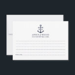 Nautical Navy Blue Anchor Wedding Advice Card<br><div class="desc">Add a stylish touch to your nautical wedding with this classic navy blue anchor wedding advice and wishes card. Designed with a navy blue anchor illustration, it features personalised bride and groom monogram, custom text in a navy blue serif font on a white background. Ideal for nautical or beach-themed weddings,...</div>