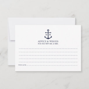 Nautical Navy Blue Anchor Wedding Advice Card