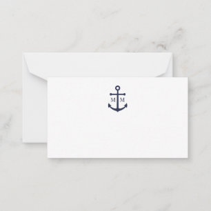 Nautical Navy Blue Anchor Wedding Advice Card
