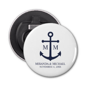 Nautical Navy Blue Anchor Wedding Bottle Opener