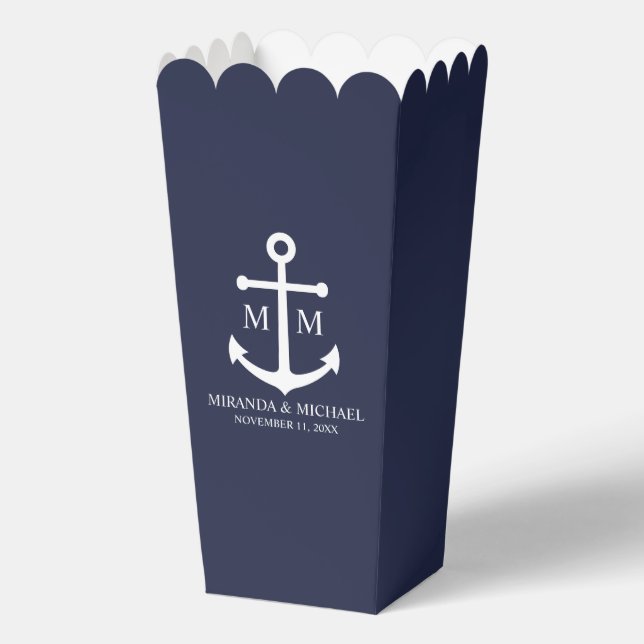 Nautical Navy Blue Anchor Wedding Favour Box (Front)