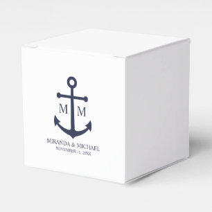 Nautical Navy Blue Anchor Wedding Favour Box