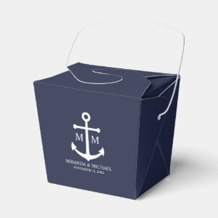Nautical Navy Blue Anchor Wedding Favour Box