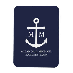 Nautical Navy Blue Anchor Wedding Magnet