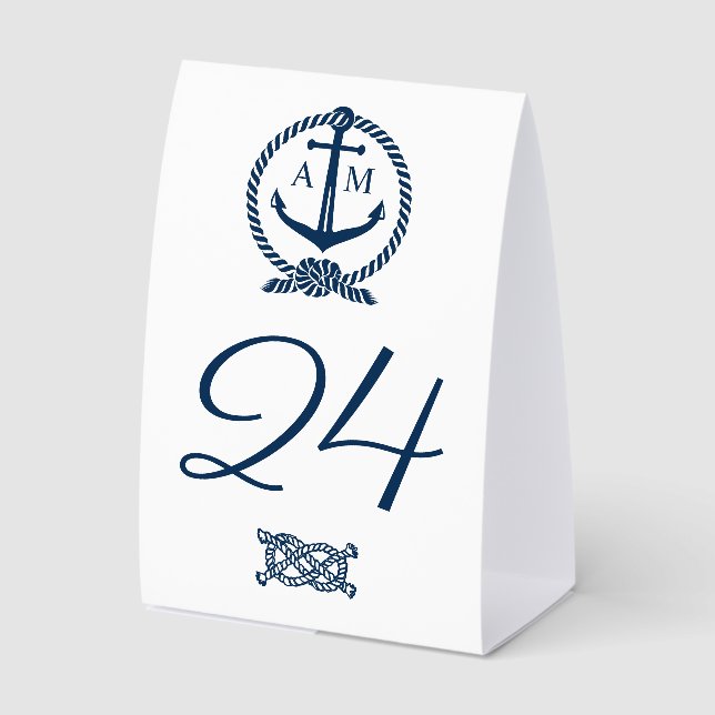 Nautical Navy Blue Anchor Wedding Monogram (Front)
