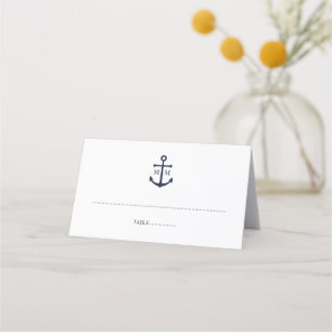 Nautical Navy Blue Anchor Wedding Place Card