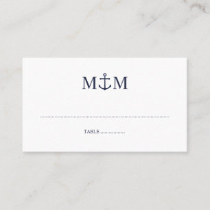 Nautical Navy Blue Anchor Wedding Place Card