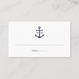 Nautical Navy Blue Anchor Wedding Place Card