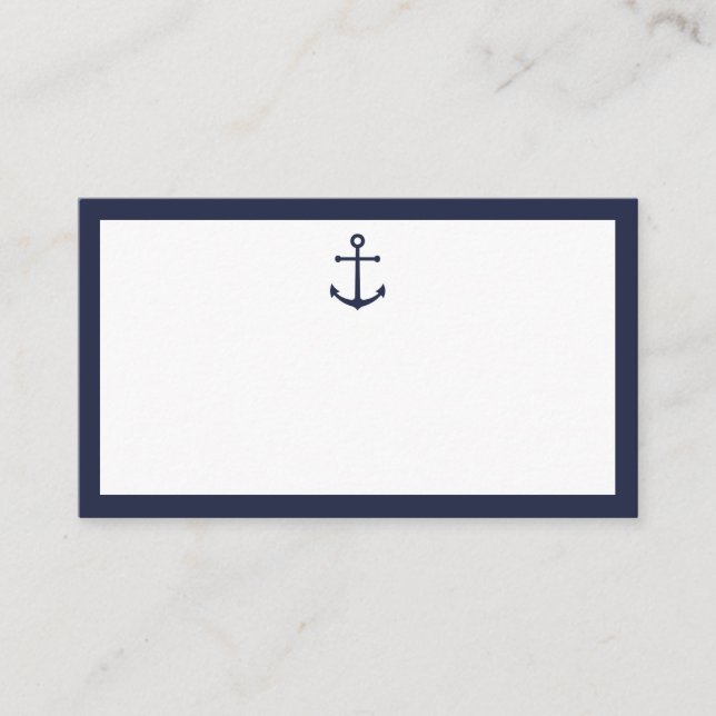 Nautical Navy Blue Anchor Wedding Place Card (Front)