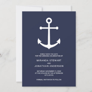 Nautical Navy Blue Anchor Wedding Save the Date