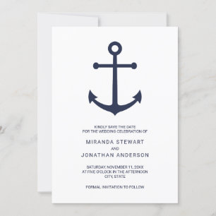 Nautical Navy Blue Anchor Wedding Save the Date