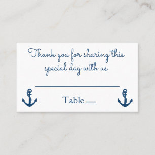 Nautical Navy Blue Anchor Wedding Thank You Place Card