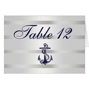 Nautical Navy Blue Anchor White BG Table Number
