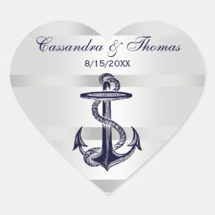 Nautical Navy Blue Anchor Wht BG H Envelope Seals