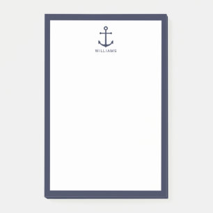 Nautical Navy Blue Anchor with Custom Name Post-it Notes