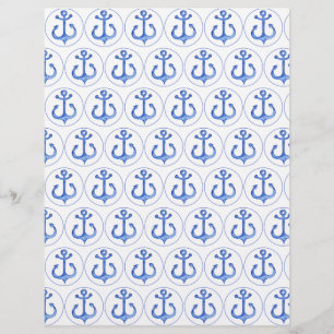 Nautical Navy Blue Anchors Scrapbook Paper