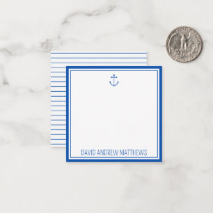 Nautical Navy Blue and White Anchor Personalised Card