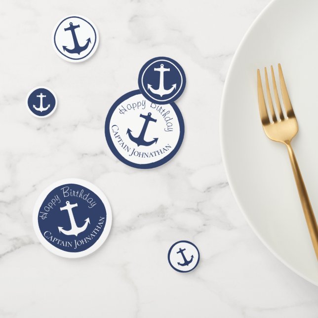 Nautical Navy Blue and White Boat Anchor Confetti (Group)