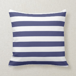 Nautical Navy Blue and White Striped Cushion