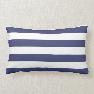 Nautical Navy Blue and White Striped Lumbar Cushion