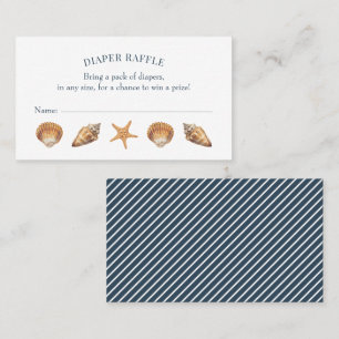 Nautical Navy Blue Baby Shower Diaper Raffle Business Card