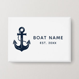 Nautical Navy Blue Boat Name Anchor