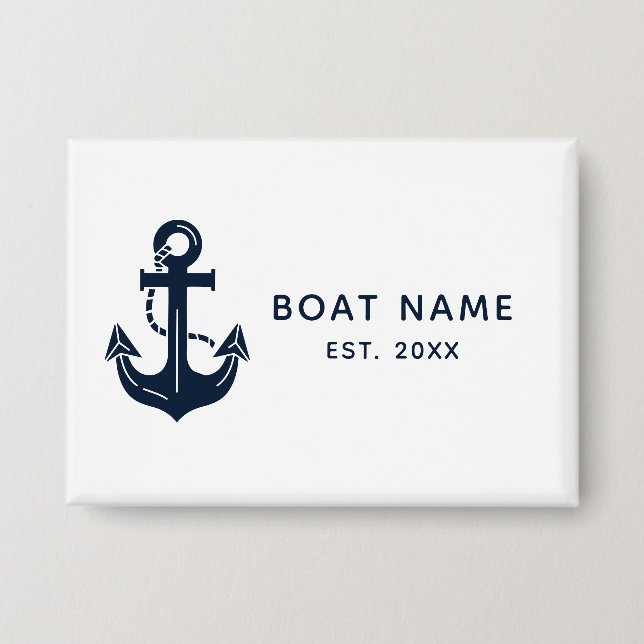Nautical Navy Blue Boat Name Anchor (Front)