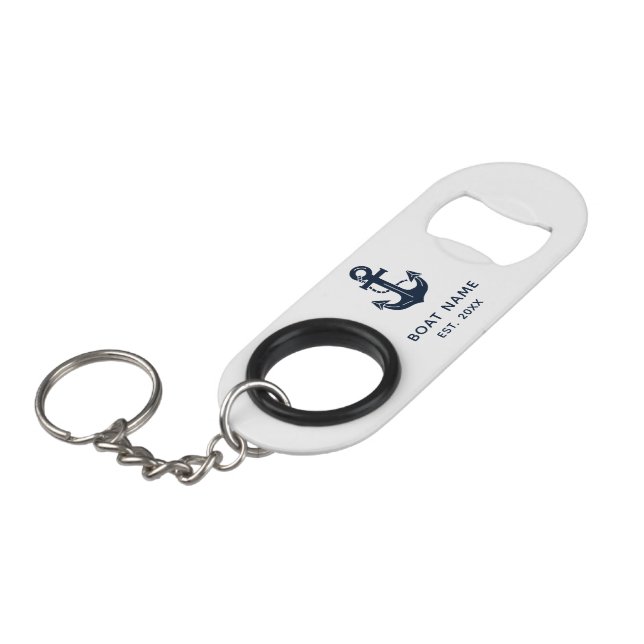Nautical Navy Blue Boat Name Anchor (Front Angled)