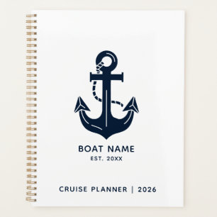 Nautical Navy Blue Boat Name Anchor Planner
