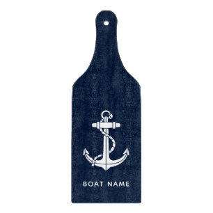 Nautical Navy Blue Boat Name Custom Cruise Cutting Board