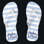 Nautical navy blue bridesmaid with anchor & stripe thongs<br><div class="desc">Elegant nautical bridesmaid design.</div>