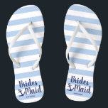 Nautical navy blue bridesmaid with anchor & stripe thongs<br><div class="desc">Elegant nautical bridesmaid design.</div>