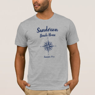Nautical Navy Blue Compass Coastal beach house T-Shirt