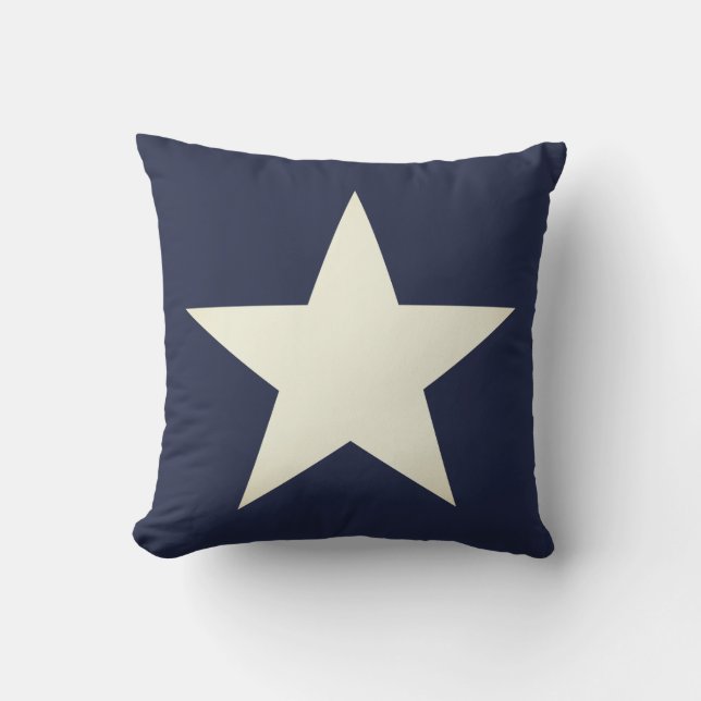 Nautical Navy Blue & Cream Star Cushion (Front)