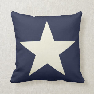 Nautical Navy Blue & Cream Star Cushion