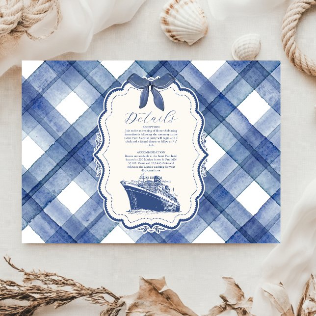 Nautical Navy Blue Cruise Wedding Enclosure Card (Creator Uploaded)
