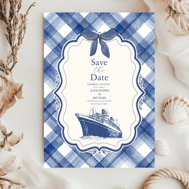Nautical Navy Blue Cruise Wedding Save The Date (Creator Uploaded)